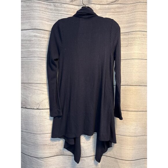 Knox Rose Navy Open Front Waffle Knit Cardigan Drape Hem Size 1 - Picture 2 of 3